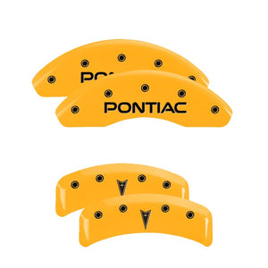 MGP 18027SPONYL 4 Caliper Covers Engraved Front fits Pontiac Rear Arrow Yellow F