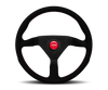 Momo MCL35AL3B Montecarlo Alcantara Steering Wheel 350 mm - Black/Red Stitch/Black Spokes