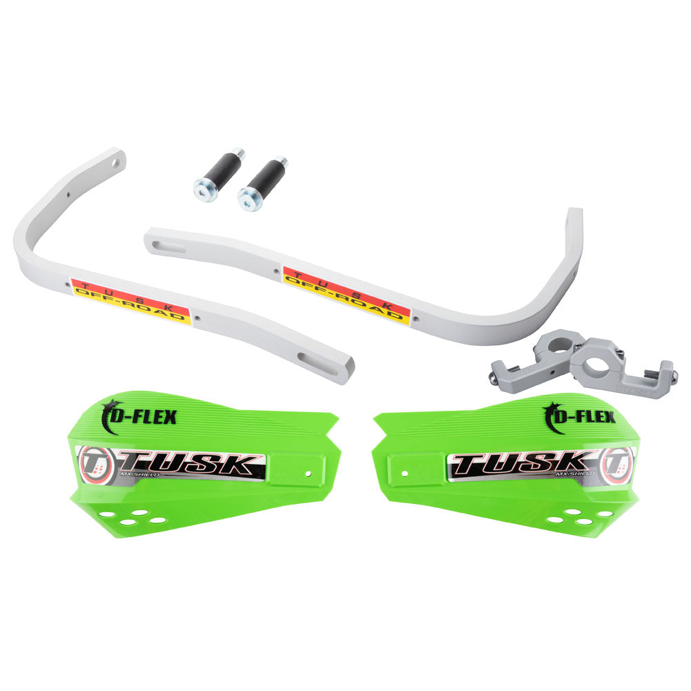 Tusk 1601730015 D-Flex Handguards with MX Shields Green 1 1/8" Bar Mounts