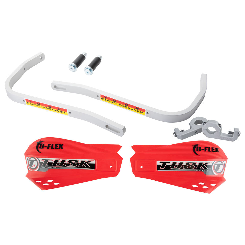 Tusk 1601730016 D-Flex Handguards with MX Shields Red 1 1/8" Bar Mounts