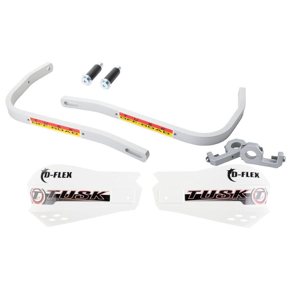 Tusk 1601730017 D-Flex Handguards with MX Shields White 1 1/8" Bar Mounts