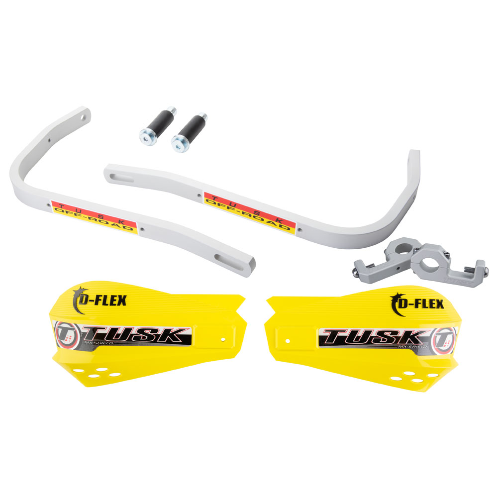 Tusk 1601730018 D-Flex Handguards with MX Shields Yellow 1 1/8" Bar Mounts