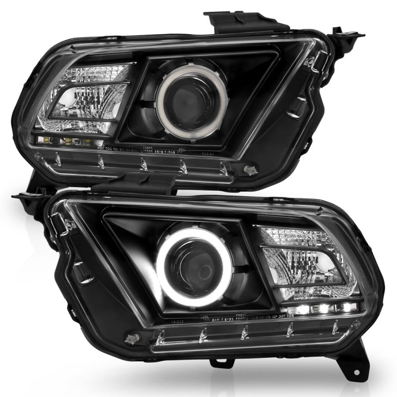 ANZO 121323 2014 fits Ford 10-20 Mustang Projector Headlights w/ Halo Black (CCFL)