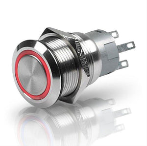 Hella LA958455001 Switch Push Stainless Steel SPST LED Red 12V
