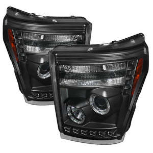 Spyder 5070272 fits Ford 11-15 Super Duty Projector Headlights LEDHalo DRL Blk
