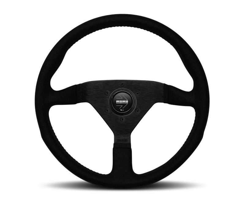 Momo MCL32AL1B Montecarlo Alcantara Steering Wheel 320 mm - Black/Black Stitch/Black Spokes