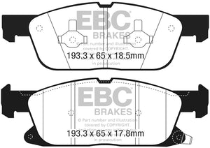 EBC UD18181 2016+ Lincoln Continental (10th Gen) 2.7L Twin Turbo Ultimax2 Front Brake Pads