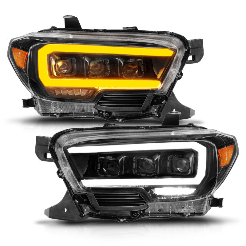 ANZO 111563 fits Toyota 16-22 Tacoma LED Projector Headlights w/ Light Bar Sequential Black Housing w/Initiation