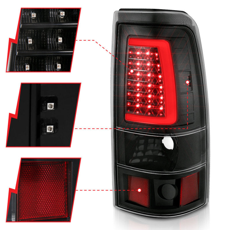 ANZO 311330 1902 fits Chevy 99-20 Silverado 1500 LED Taillights Plank Style Black w/Clear Lens