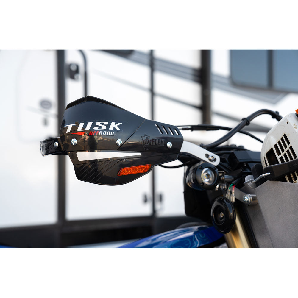 Tusk 1760340007 D-Flex Handguards Turn Signals Silver Bar Black Plastics 1 1/8"
