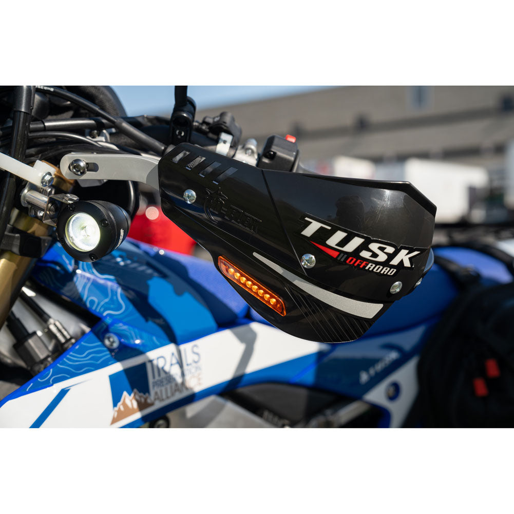 Tusk 1760340007 D-Flex Handguards Turn Signals Silver Bar Black Plastics 1 1/8"