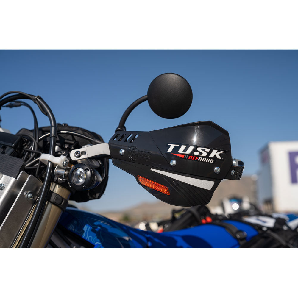 Tusk 1760340008 D-Flex Pro Handguards Turn Signals Silver Bar Black Plastics 7/8