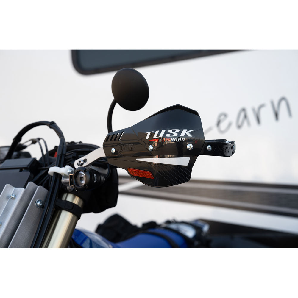 Tusk 1760340008 D-Flex Pro Handguards Turn Signals Silver Bar Black Plastics 7/8