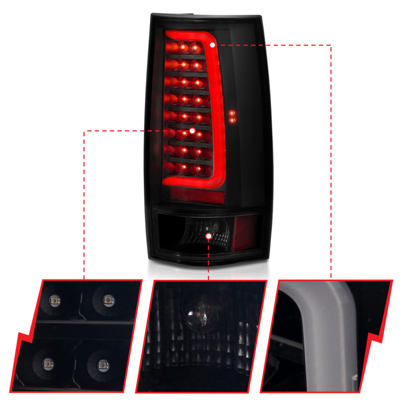 ANZO 311322 2014 fits Chevy 07-20 Tahoe LED Taillight Plank Style Black w/Smoke Lens