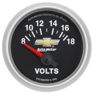 AutoMeter 880444 AutoMeter Gauge Voltmeter 2-1/16in. 18V Electric fits Chevy Gold Bowtie