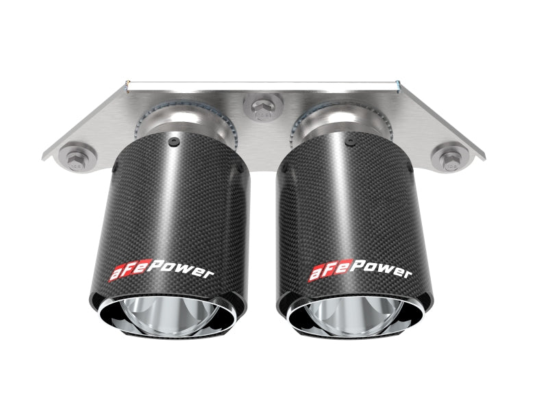 AFE 49C36435-C Mach Force Xp 4in 304 SS Bolt-On Exhaust Tips Carbon Fiber 14-19