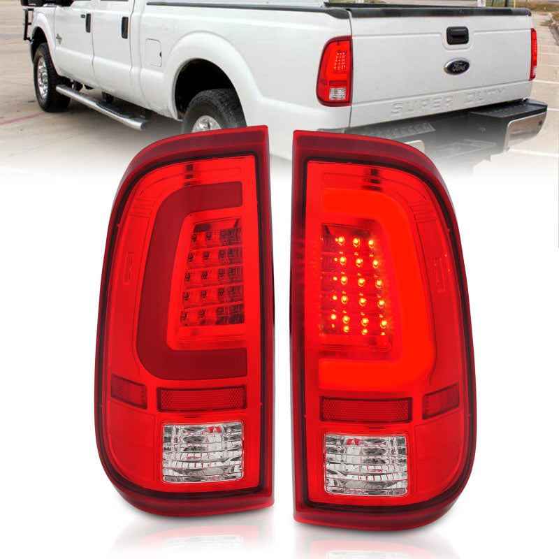 ANZO 311358 2016 fits Ford 08-20 F-250 LED Taillights Chrome Housing Red/Clear Lens (Pair)