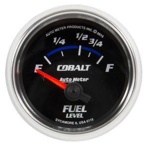 AutoMeter 6118 Autometer Cobalt Gauge Fuel Level 2 1/16in 16e To 158f Elec Cobalt
