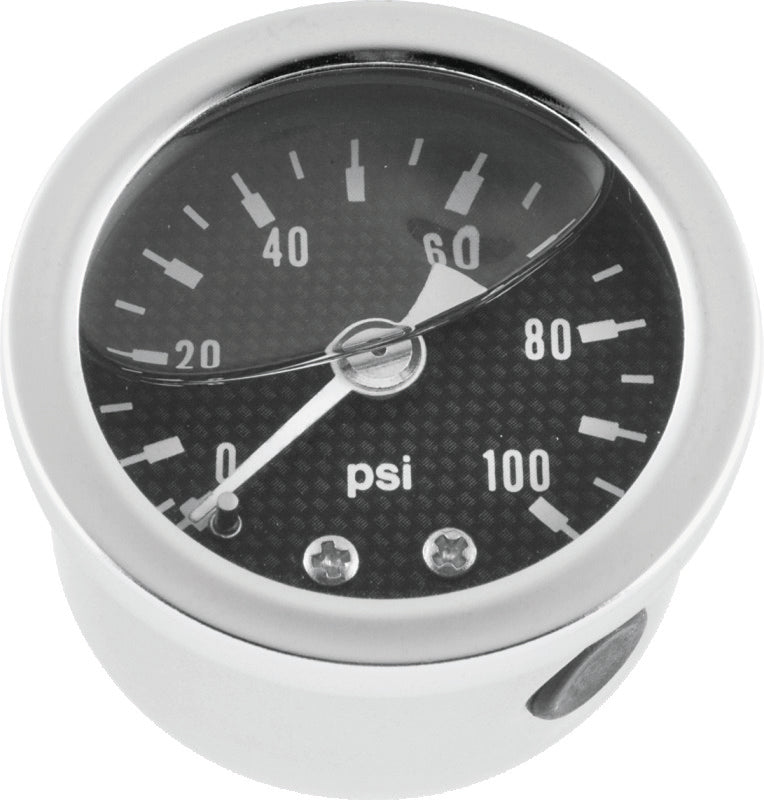 Bikers Choice 496456 0-100 PSI Oil Pressure Gauge Carbon Face Stainless Bezel L