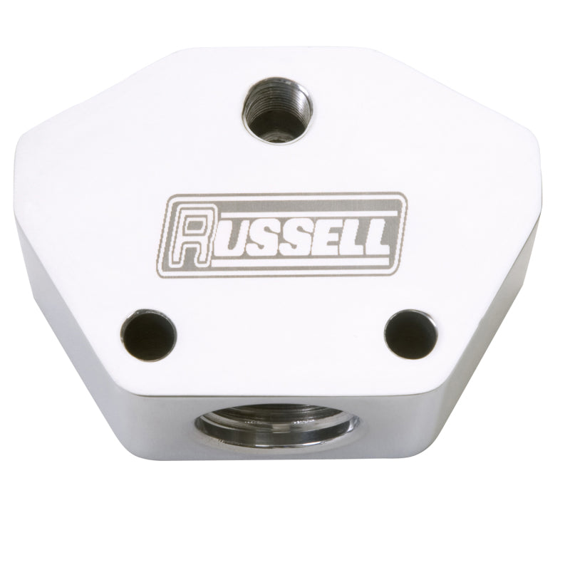 Russell 650411 Performance Billet Aluminum Y-Block w/ -10 AN inlet & -8 AN outlet (Polished finish)
