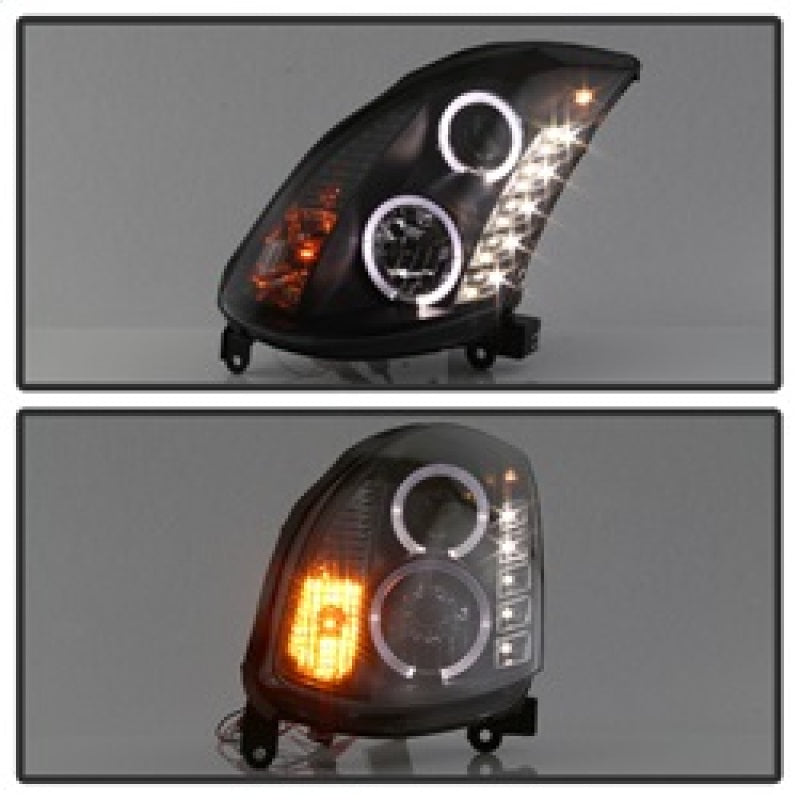 Spyder 5011060 fits Infiniti 03-07 G35 2DR Projector Halogen - LED Halo DRL Blk