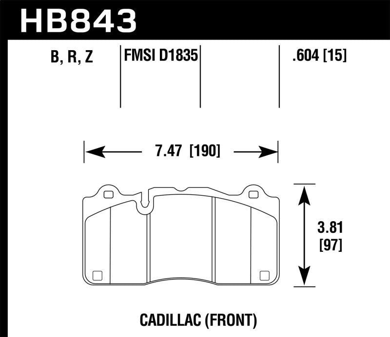 Hawk HB843F.604 fits 2016 Cadillac CTS HPS Front Race Brake Pads