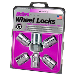 McGard 24538 Wheel Lock Nut Set - 5pk. (Cone Seat) 1/2-20 / 3/4 &13/16 Dual Hex / 1.46in. Length - Chrome