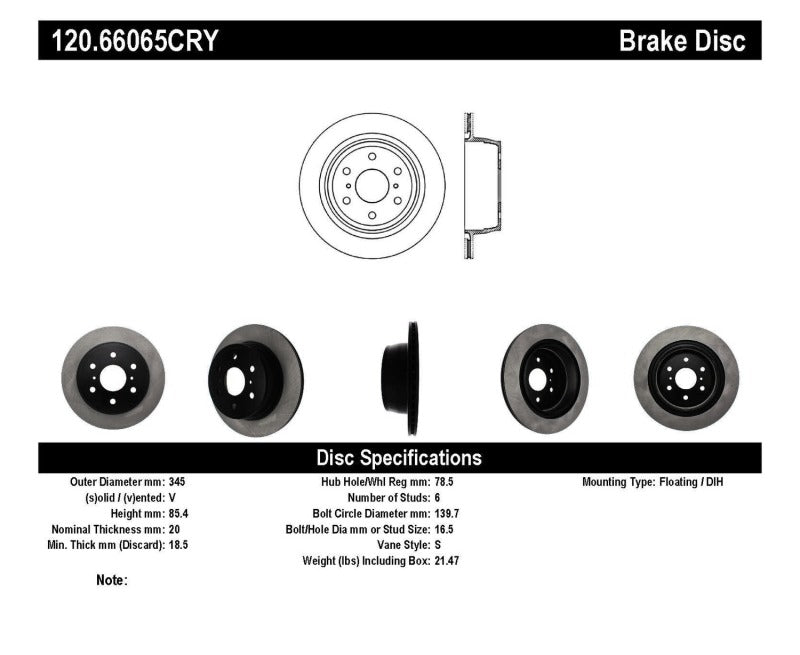 Stoptech 120.66065CRY 07-19 Cadillac Escalade Front & Rear CRYO-STOP Rotor