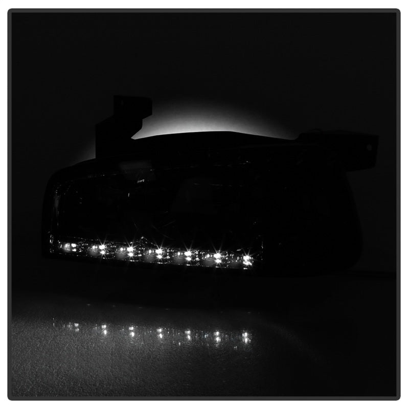 5017642 Xtune fits Dodge 06-10 Charger 1Pc LED Crystal Headlights Smoke HD-ON-