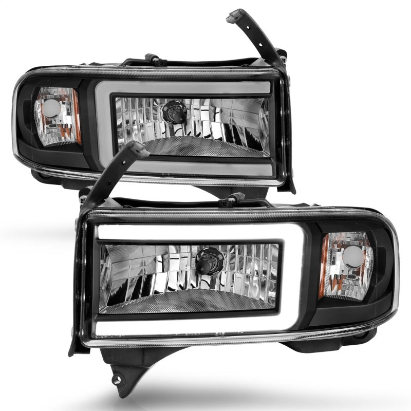 ANZO 111554 fits Dodge 94-02 RAM Crystal Headlight - w/ Light Bar Black Housing