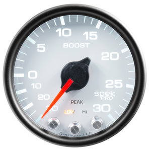 AutoMeter P30212 Autometer Spek-Pro Gauge Vac/Boost 2 1/16in 30Inhg-30psi Stepper Motor W/Peak & Warn White/Black