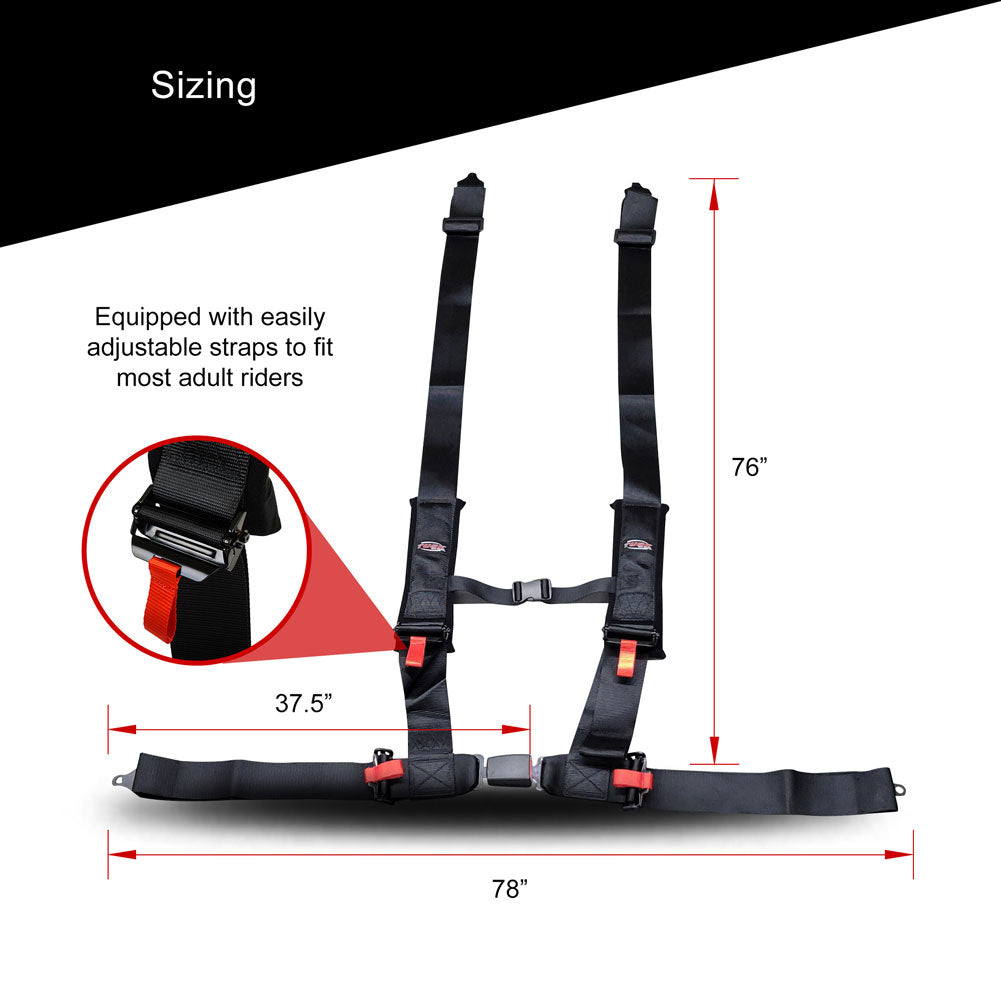 Tusk 1852480019 4 Point 3 inch H-Style Safety Harness 2 Seat Package