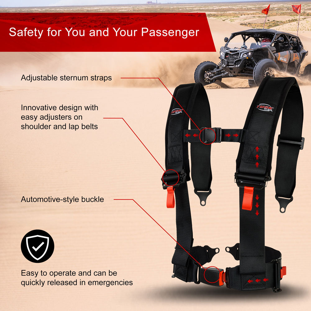 Tusk 1852480020 4 Point 3 inch H-Style Safety Harness 2 Seat Package