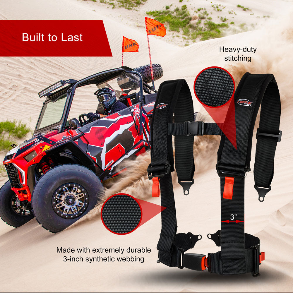 Tusk 1852480020 4 Point 3 inch H-Style Safety Harness 2 Seat Package