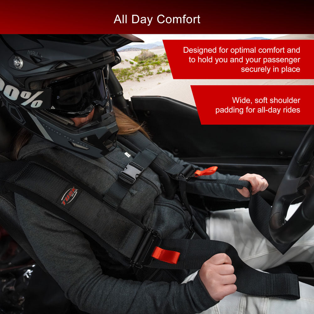 Tusk 1852480022 4 Point 3 inch H-Style Safety Harness 4 Seat Package
