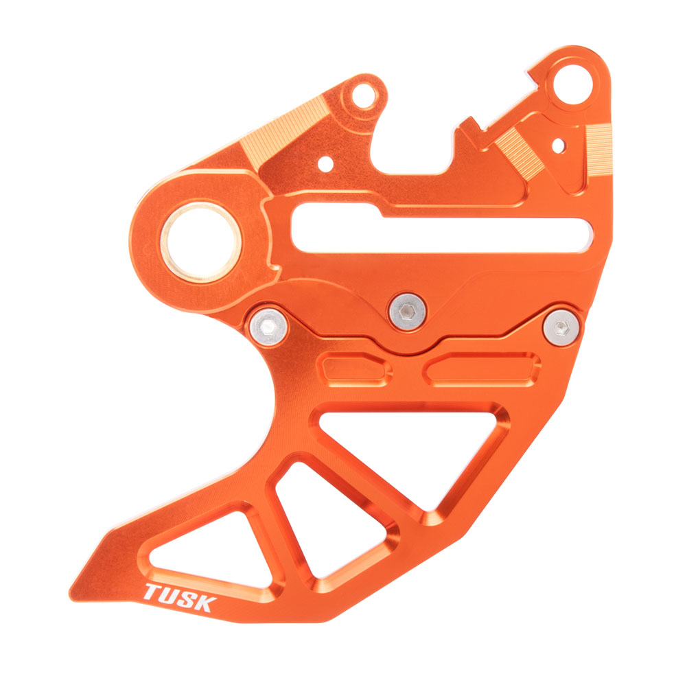 Tusk 1857240001 Rear Brake Caliper Support w/ Brake Disc Guard Orange