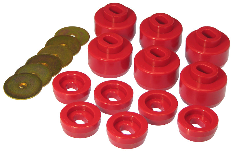 Prothane 7-147 fits Chevy 07-14 Silverado Body Mount 12 Bushing Kit - Red