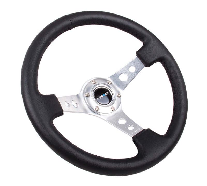 NRG RST-006BK-WT-B RST-006BK-WT-B Reinforced Steering Wheel White Leather w/Blk