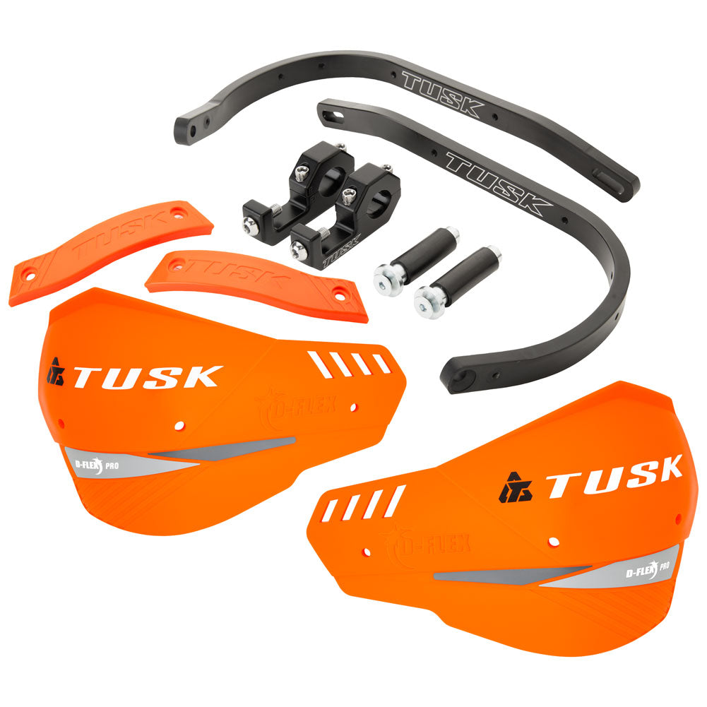 Tusk 1871450022 D-Flex Pro Adventure Handguards Black Bar Orange Plastics 1 1/8"