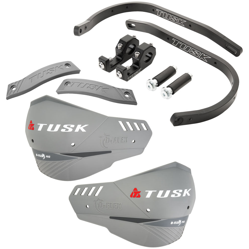 Tusk 1871450058 D-Flex Pro Adventure Handguards Black Bar Grey Plastics 1 1/8"