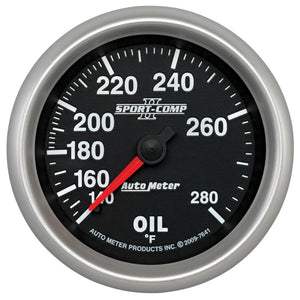 AutoMeter 7641 AutoMeter Gauge Oil Temp 2-5/8in. 140-280 Deg. F Mechanical Sport-Comp II