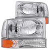 ANZO 111081 2004 fits Ford 00-20 Excursion Crystal Headlights Chrome w/ Corner Lights 2pc