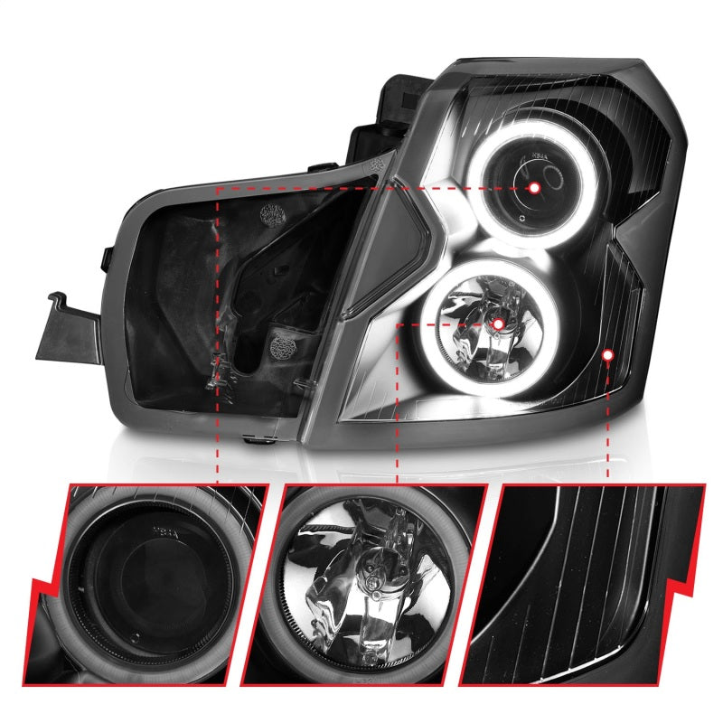 ANZO 121417 2007 fits Cadillac 03-20 Cts Projector Headlights w/ Halo Black (CCFL)