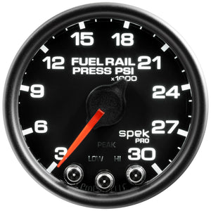 AutoMeter P32132 Autometer Spek-Pro Gauge Rail Press 2 1/16in 30Kpsi Stepper Motor W/Peak & Warn Blk/Blk