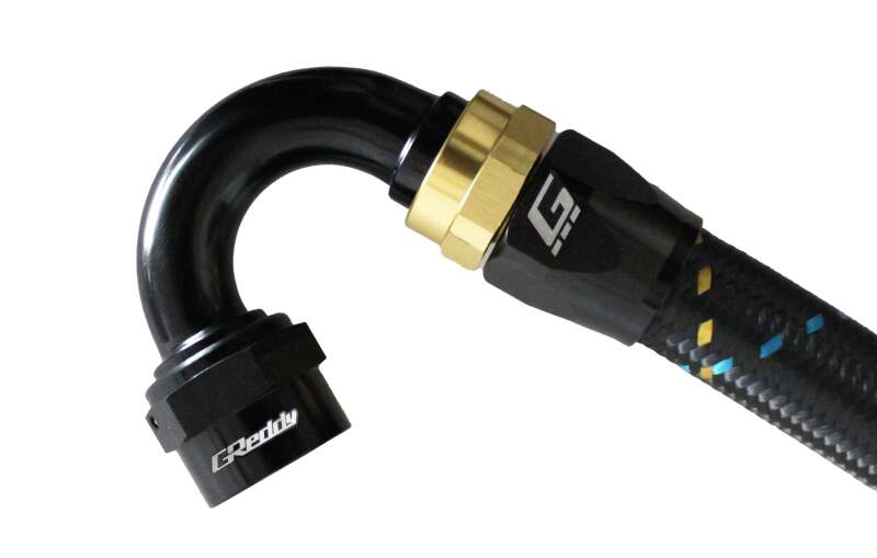 GReddy 12801215 AN12 150 DEGREE HOSE END SWIVEL BLACK/GOLD ANODIZED