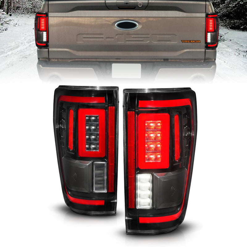 ANZO 311473 fits Ford 21-23 F-150 LED Taillights Seq. Signal w/BLIS Cover - Black Housing