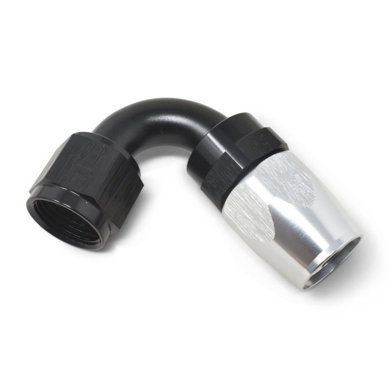 Russell 613413 Performance -8 AN Black/Silver 120 Degree Tight Radius Full Flow Swivel Hose End