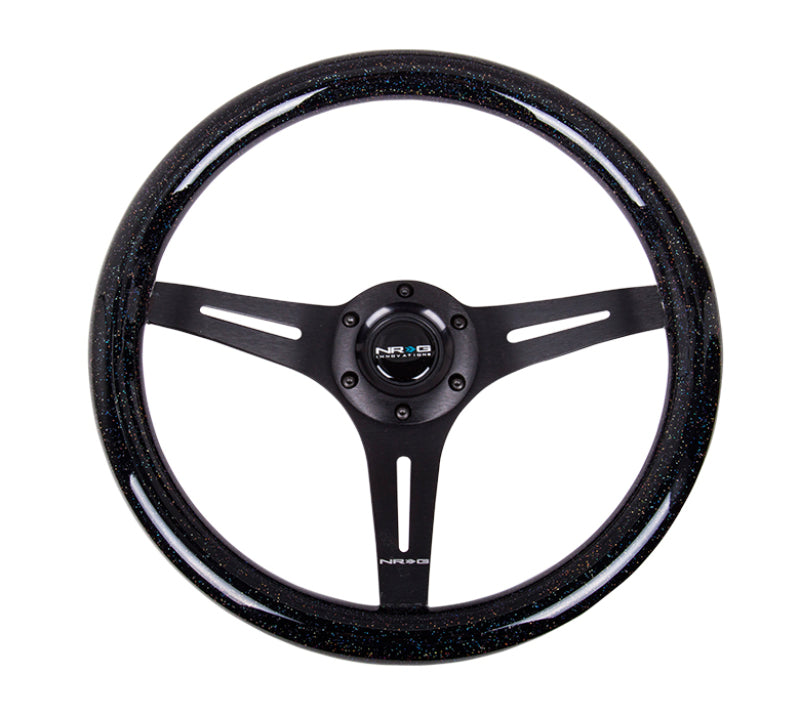NRG ST-015BK-BSB ST-015BK-BSB Classic Wood Grain Steering Wheel Black Sparkled