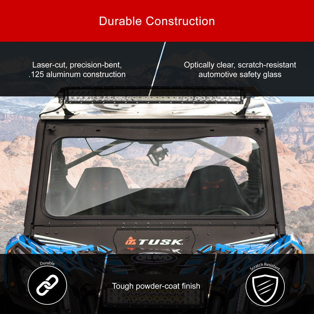 Tusk 1904590019 UTV Folding Glass Windshield with Windshield Wiper