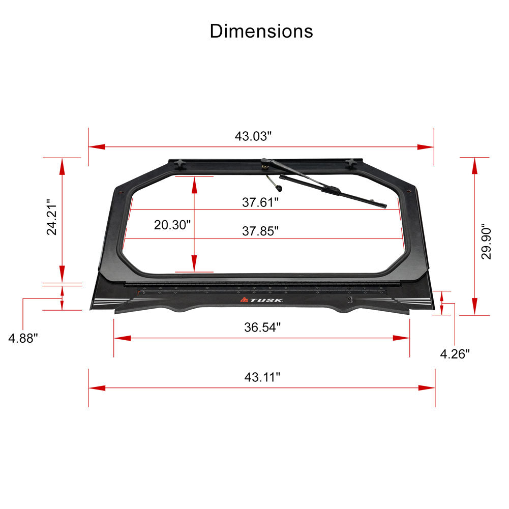 Tusk 1904590033 UTV Folding Glass Windshield with Windshield Wiper